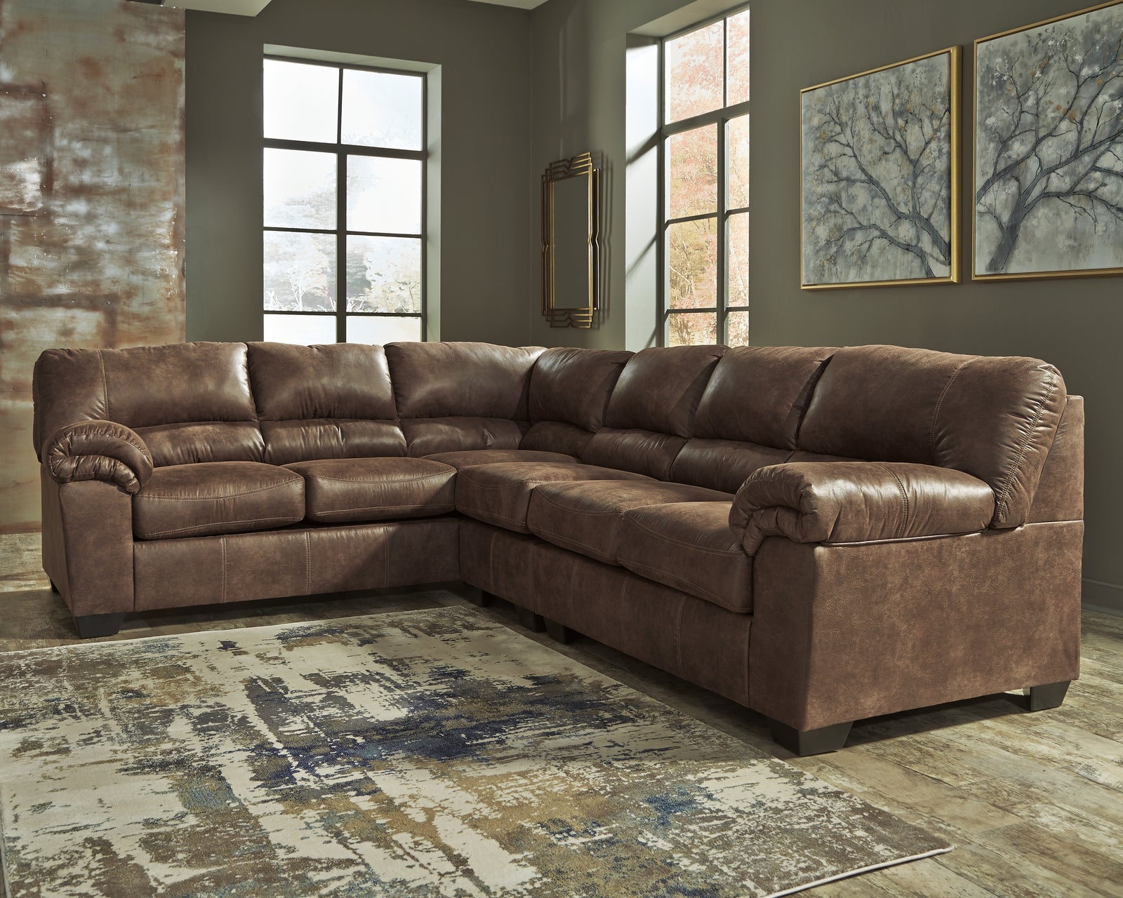 Bladen Coffee Faux Leather 3-Piece Sectional