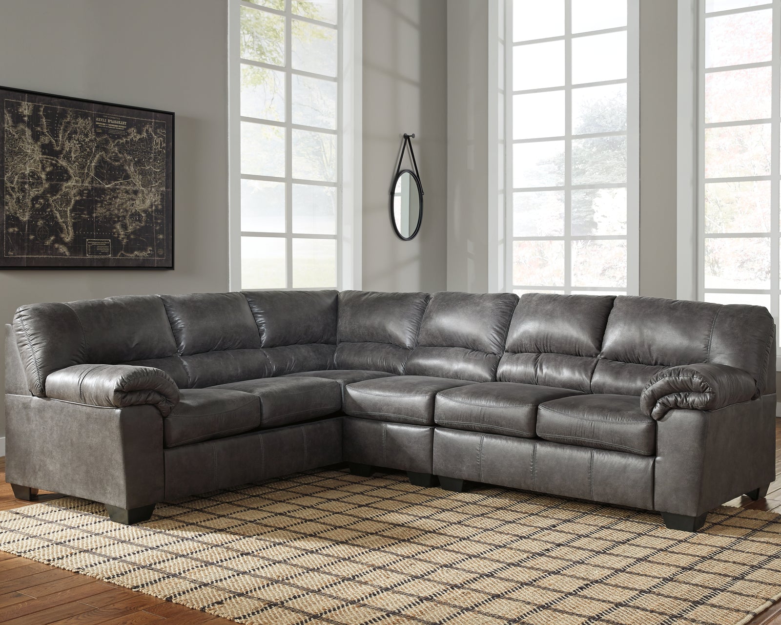 Bladen Slate Faux Leather 3-Piece Sectional 12021S4