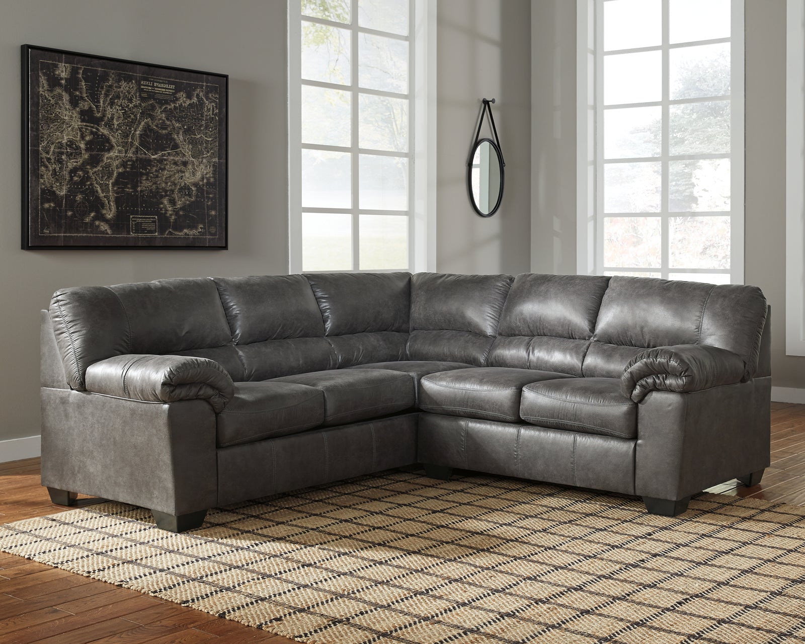 Bladen Slate Faux Leather 2-Piece Sectional