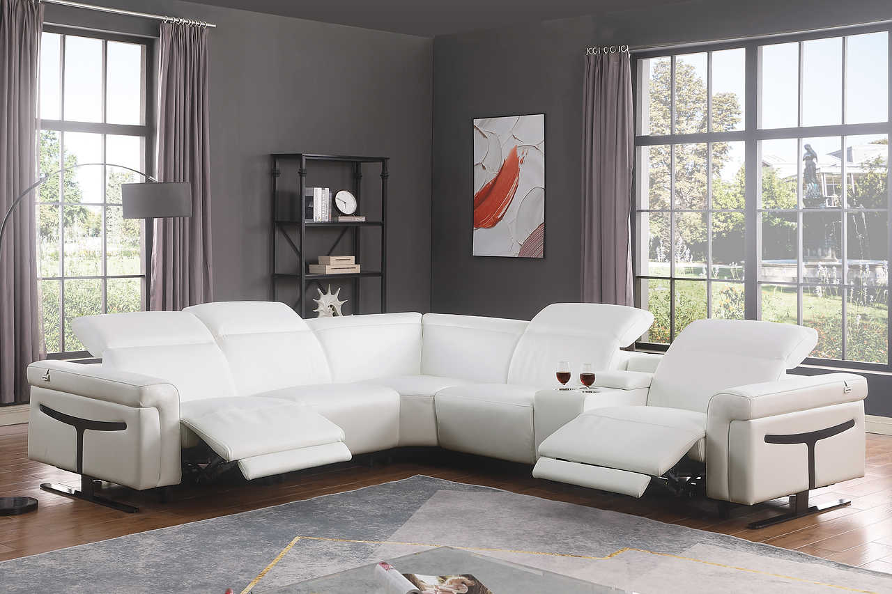 Lucca White Modern Reclining Sectional
