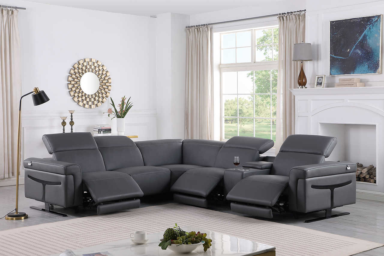 Lucca Grey Modern Reclining Sectional