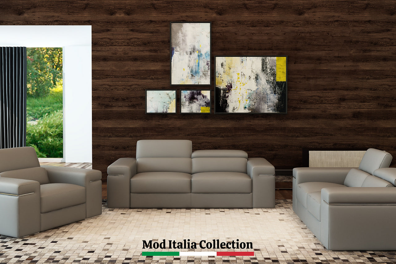 Soho Grey Modern Contemporary Wood, Engineered Wood Faux Leather Sofa & Loveseat