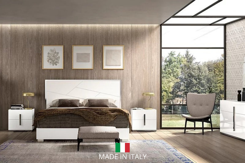 Dafne/mara White Modern Traditional Marble Top Solid Wood LED Italian Panel Bedroom Set