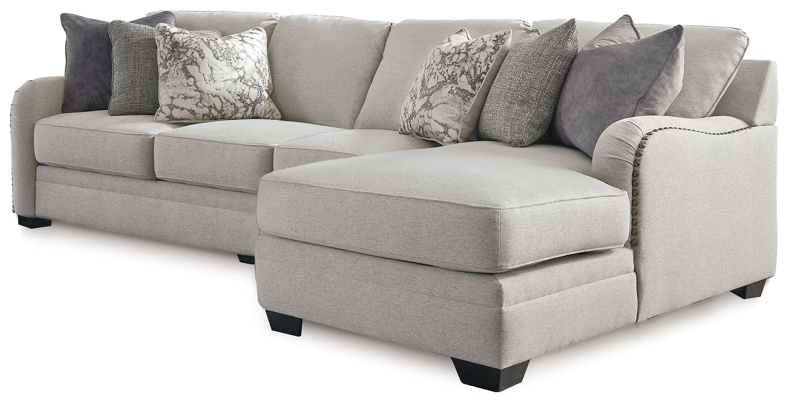 Dellara Chalk Chenille 3-Piece Sectional With Chaise