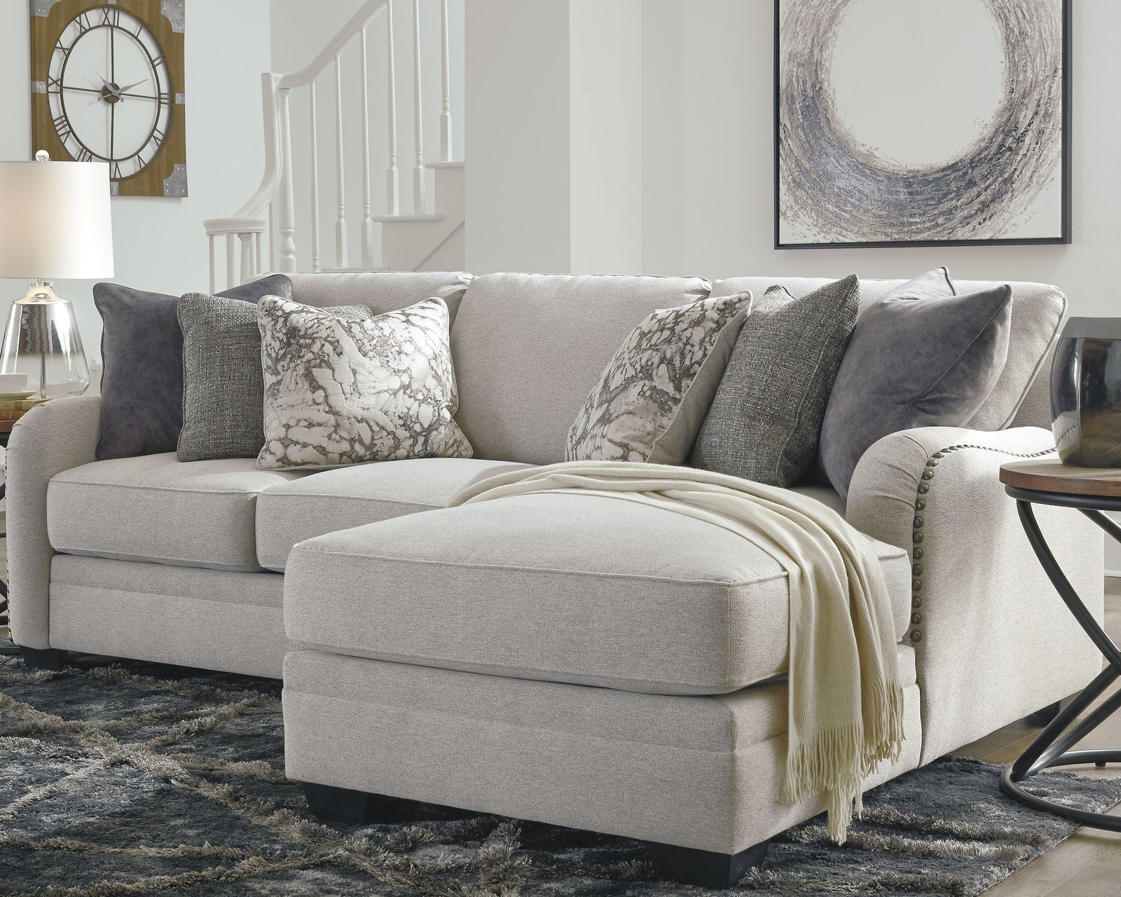 Dellara Chalk Chenille 2-Piece Sectional With Chaise
