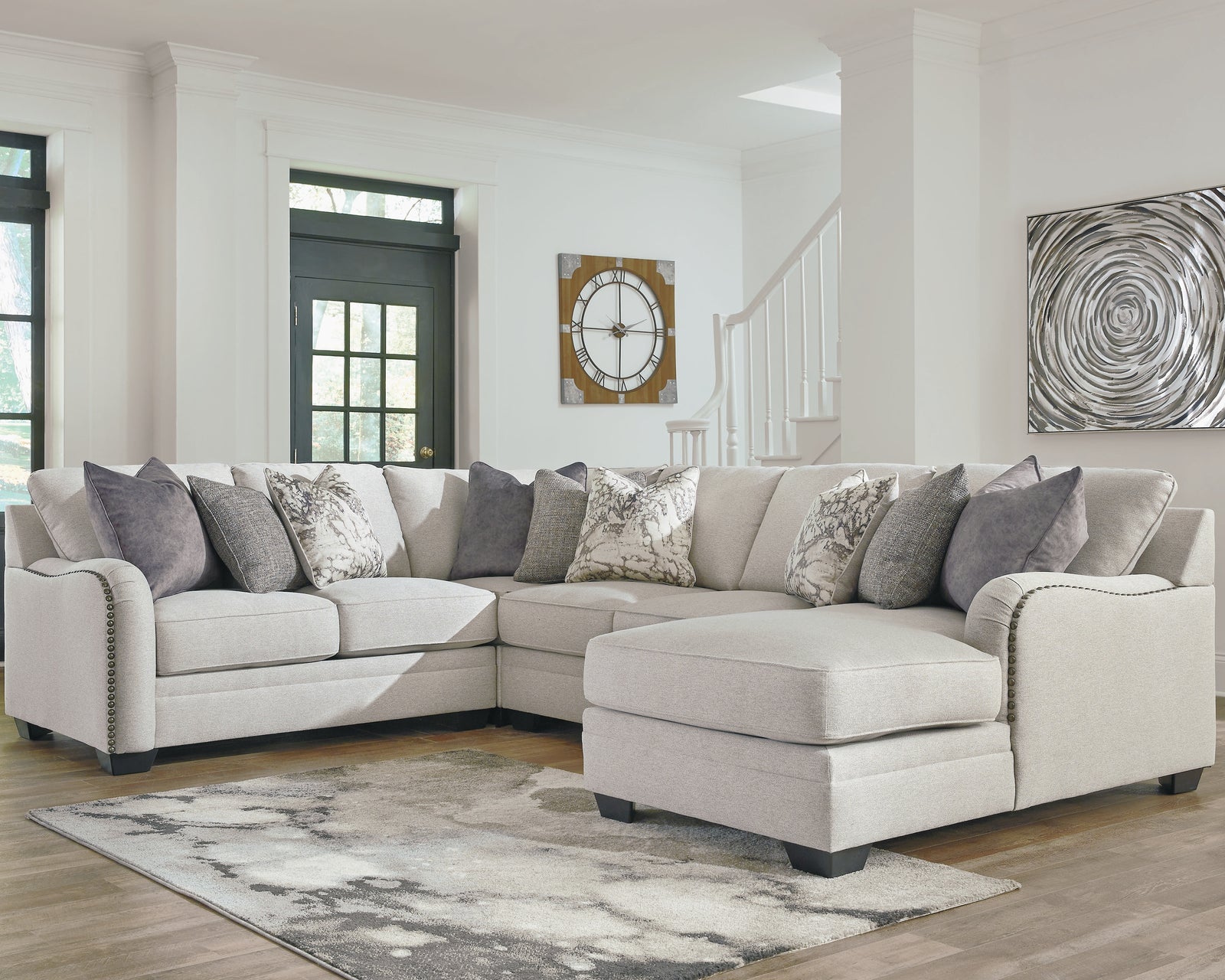 Dellara Chalk Chenille 4-Piece Sectional With Chaise 32101S6