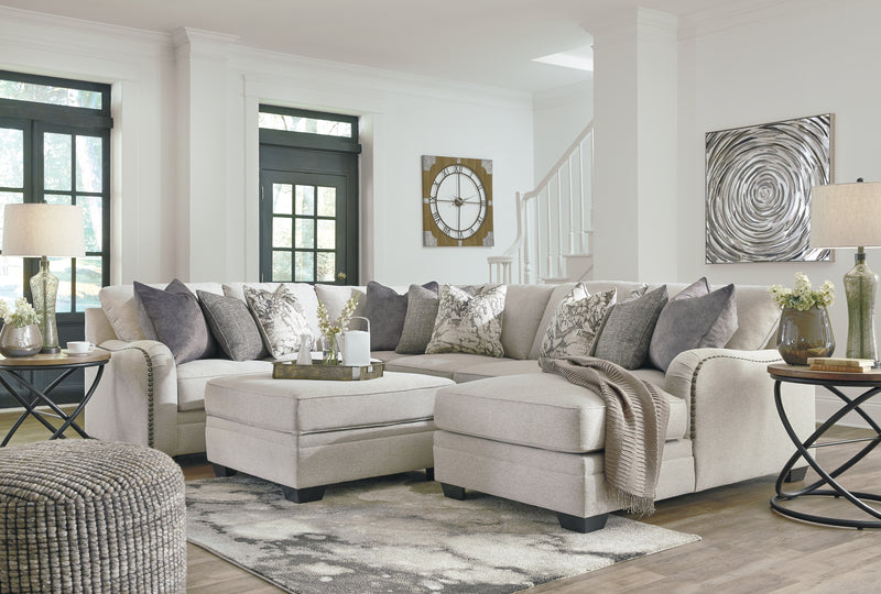 Dellara Chalk Chenille 4-Piece Sectional With Chaise