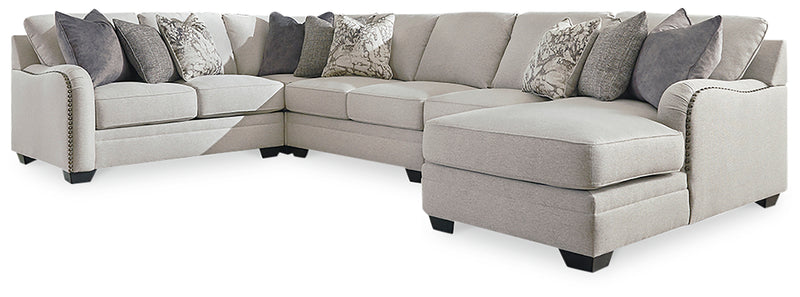 Dellara Chalk Chenille 4-Piece Sectional With Chaise
