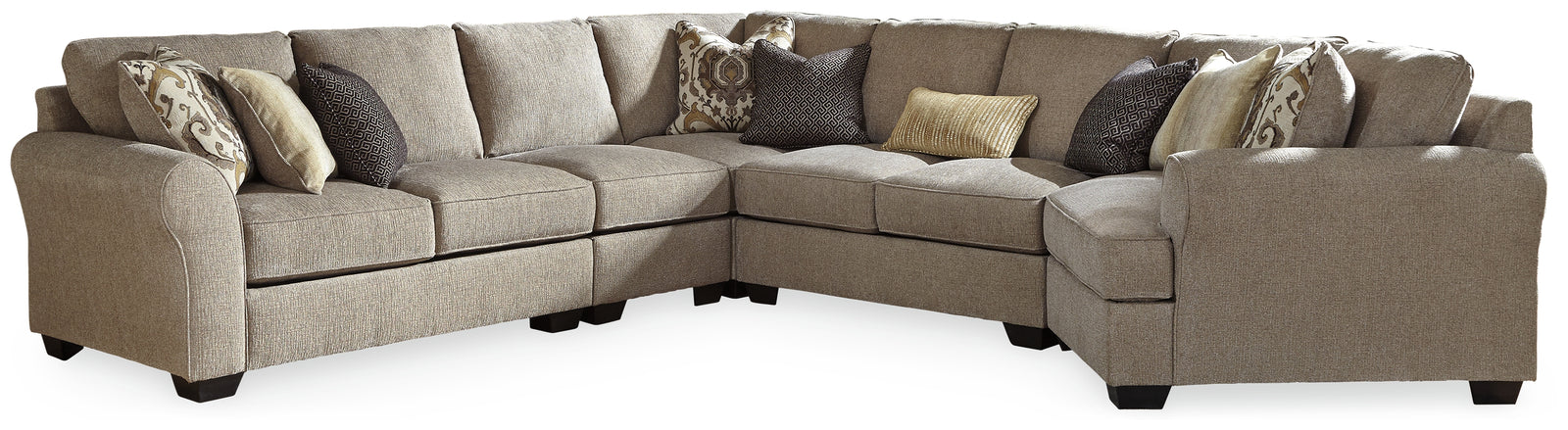 Pantomine Driftwood Chenille 5-Piece Sectional With Cuddler