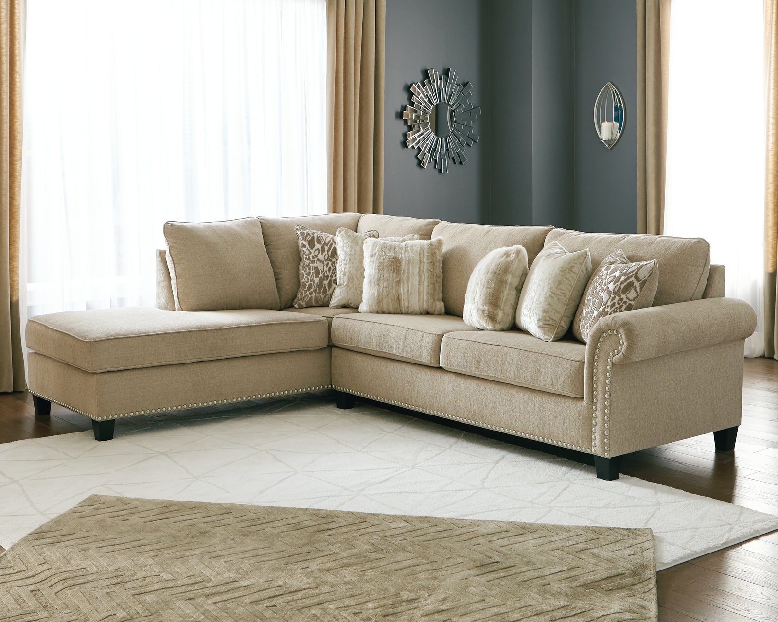 Dovemont Putty Chenille 2-Piece Sectional With Chaise 40401S2