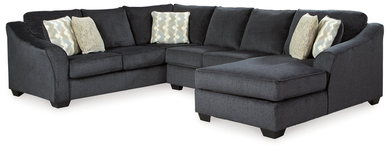 Eltmann Slate Chenille 3-Piece Sectional With Chaise