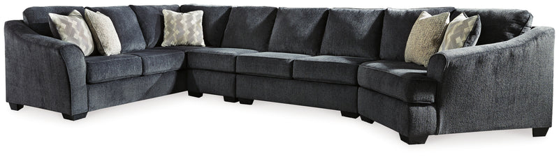 Eltmann Slate Chenille 4-Piece Sectional With Cuddler