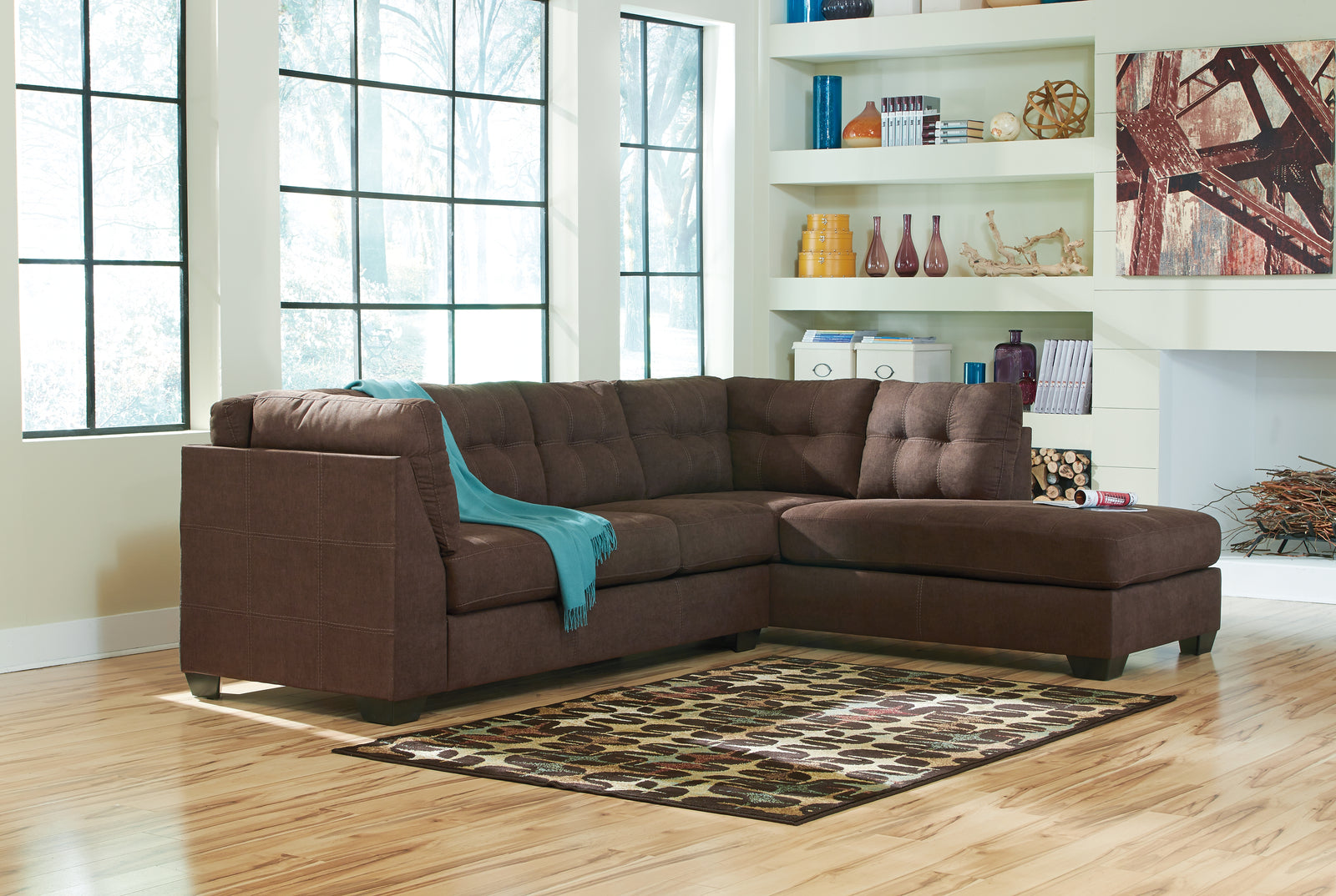 Maier Walnut 2-Piece Sectional With Chaise