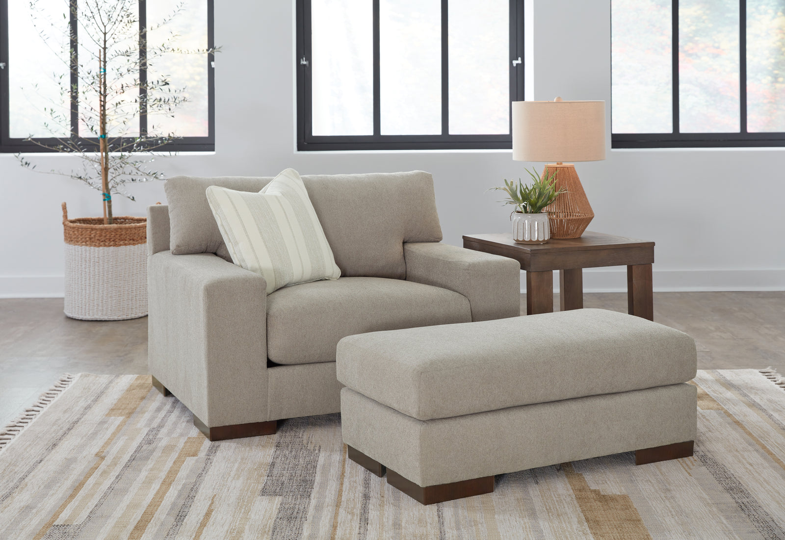 Maggie Flax Chair And Ottoman