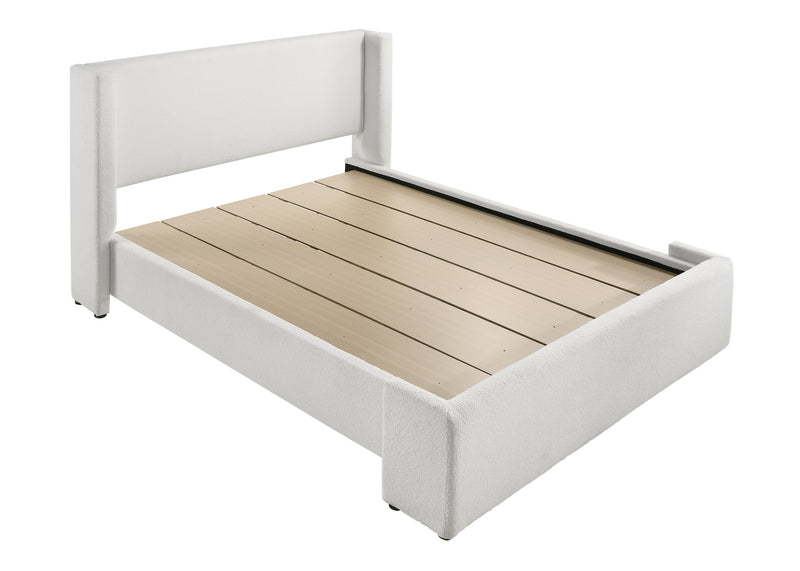 Portia White Modern Solid Wood Velvet Upholstered King Bed