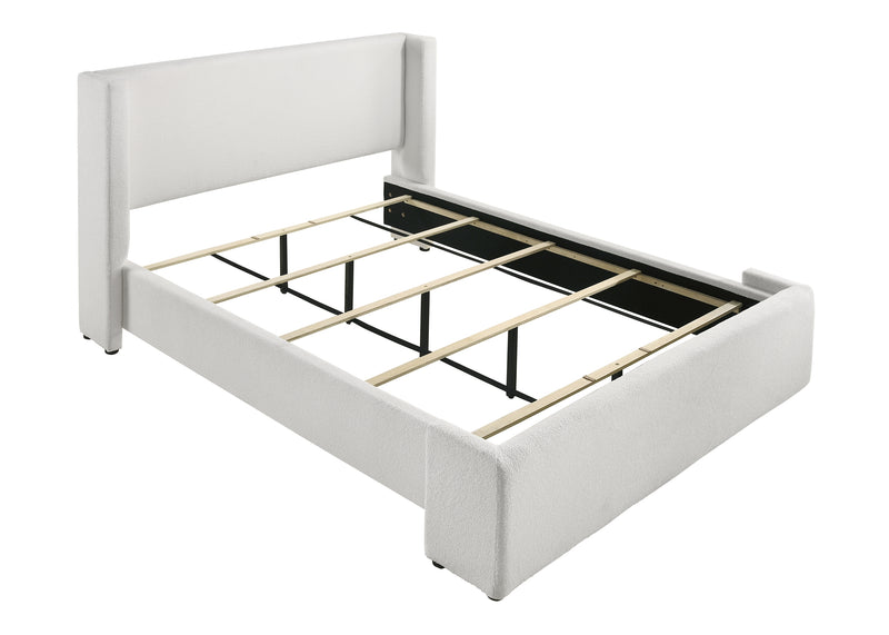 Portia White Modern Solid Wood Velvet Upholstered King Bed