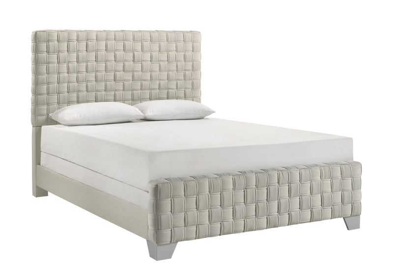 Farin Taupe Modern Solid Wood Velvet Upholstered King Bed