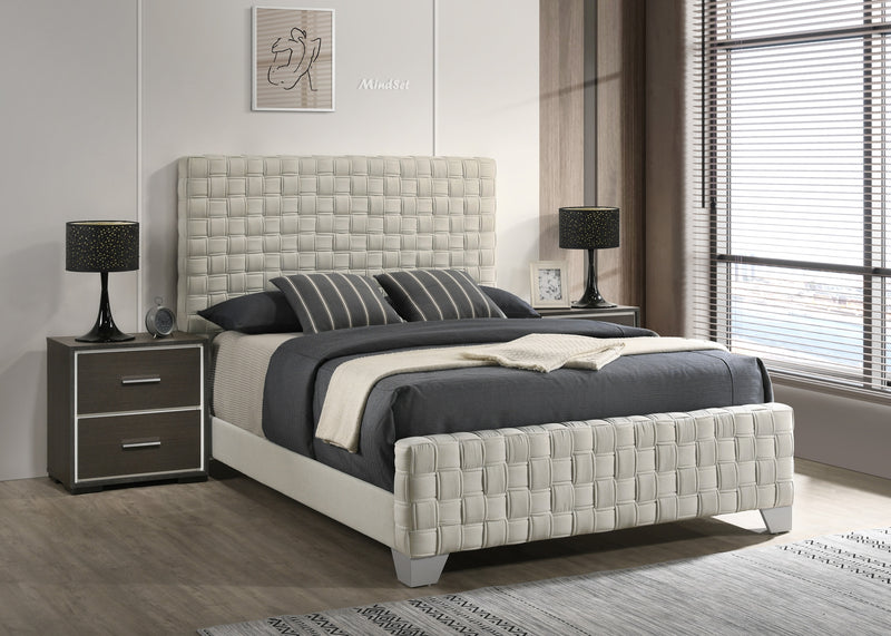 Farin Taupe Modern Solid Wood Velvet Upholstered King Bed