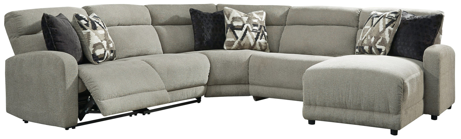 Colleyville Stone Chenille 5-Piece Power Reclining Sectional