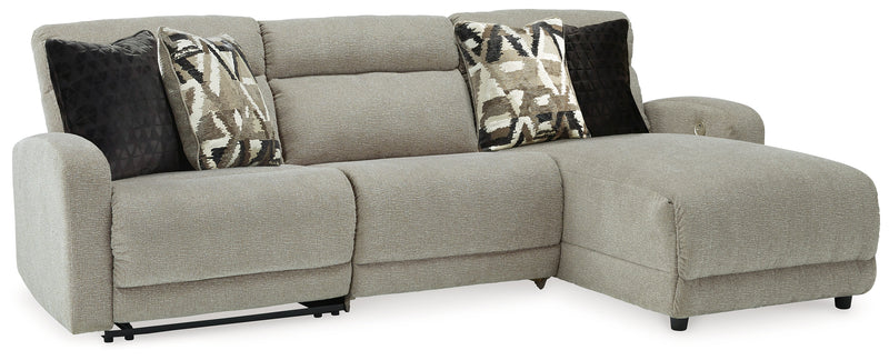 Colleyville Stone Chenille 3-Piece Power Reclining Sectional With Chaise