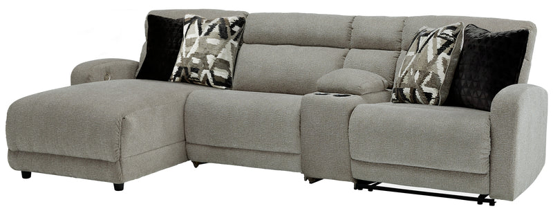Colleyville Stone Chenille 4-Piece Power Reclining Sectional With Chaise