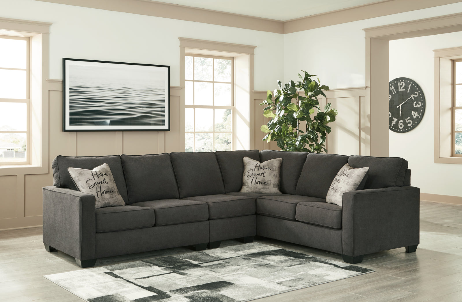 Lucina Charcoal 3-Piece Sectional