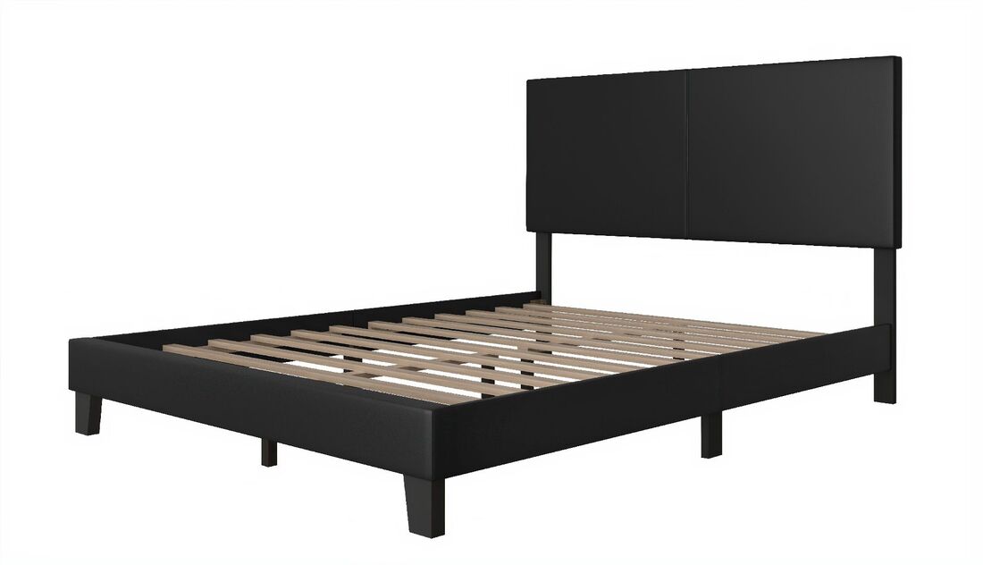 Black Modern Contemporary Polyester Upholstered Platform King Bed