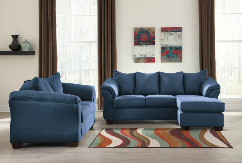 Darcy Blue Sofa Chaise And Loveseat