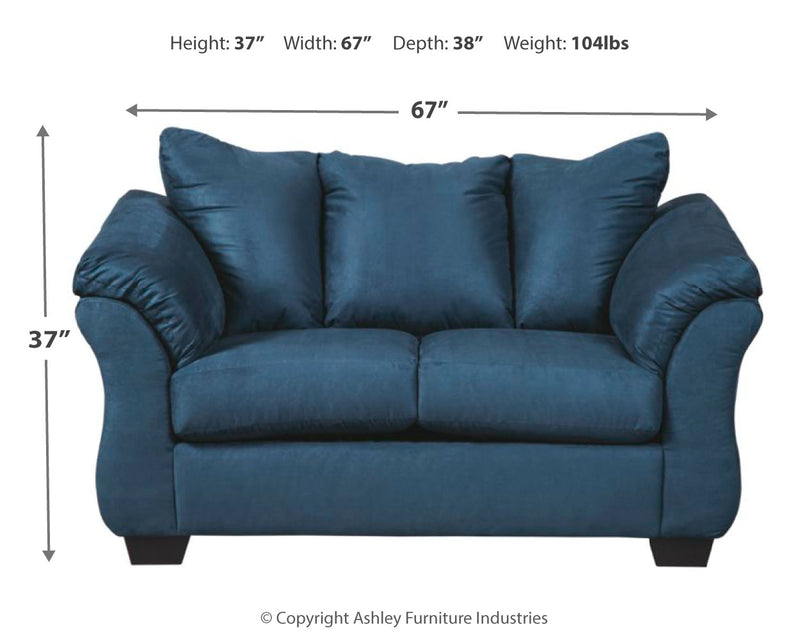 Darcy Blue Sofa, Loveseat And Recliner
