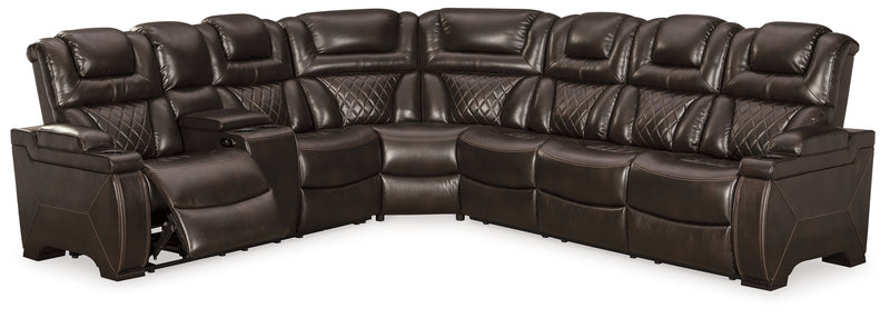 Warnerton Chocolate 3-Piece Sectional With Recliner