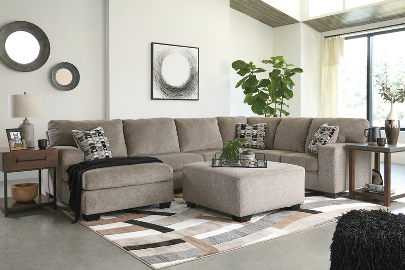 Ballinasloe Platinum Chenille 3-Piece Sectional With Chaise
