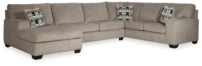 Ballinasloe Platinum Chenille 3-Piece Sectional With Chaise