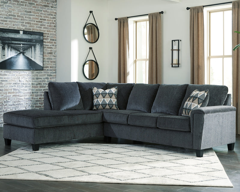 Abinger Smoke Chenille 2-Piece Sleeper Sectional With Chaise 83905S3