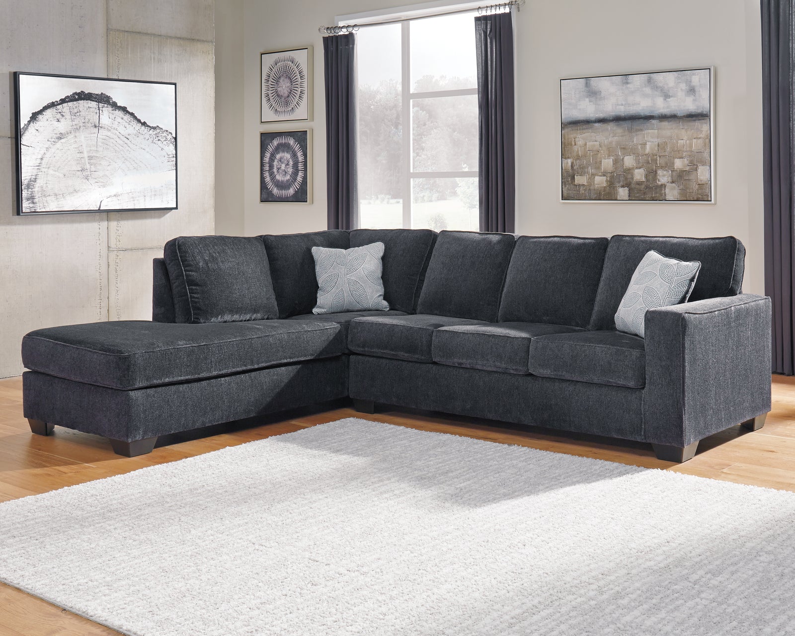 Altari Slate Chenille 2-Piece Sectional With Chaise 87213S2
