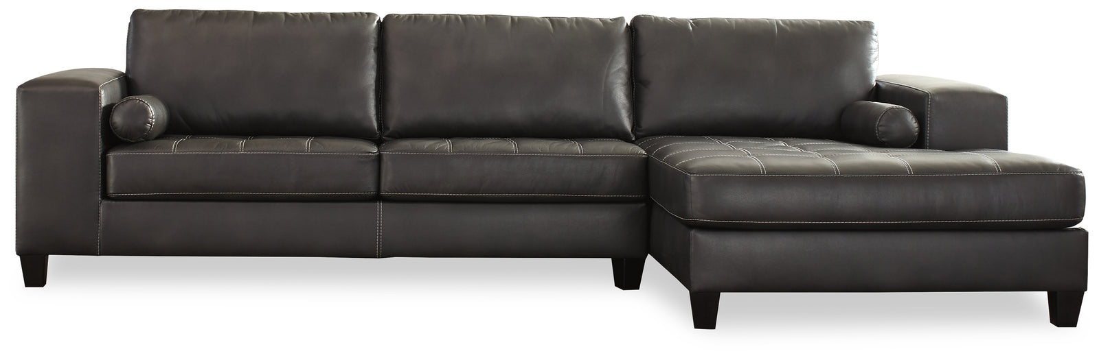 Nokomis Charcoal Faux Leather 2-Piece Sectional With Chaise