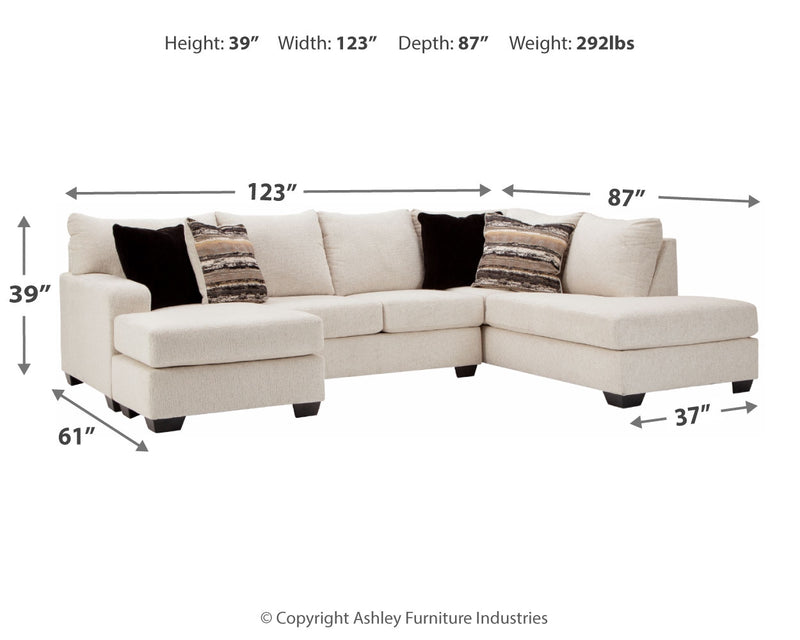 Cambri Snow Chenille 2-Piece Sectional With Chaise