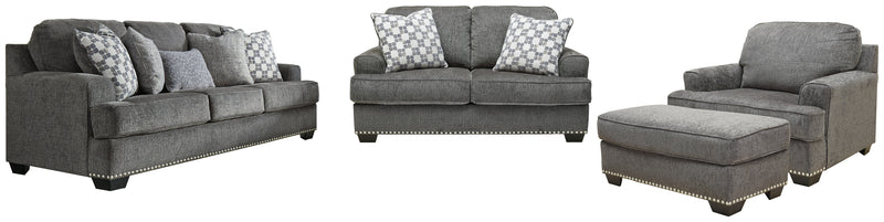 Locklin Carbon Sofa, Loveseat, Chair And Ottoman