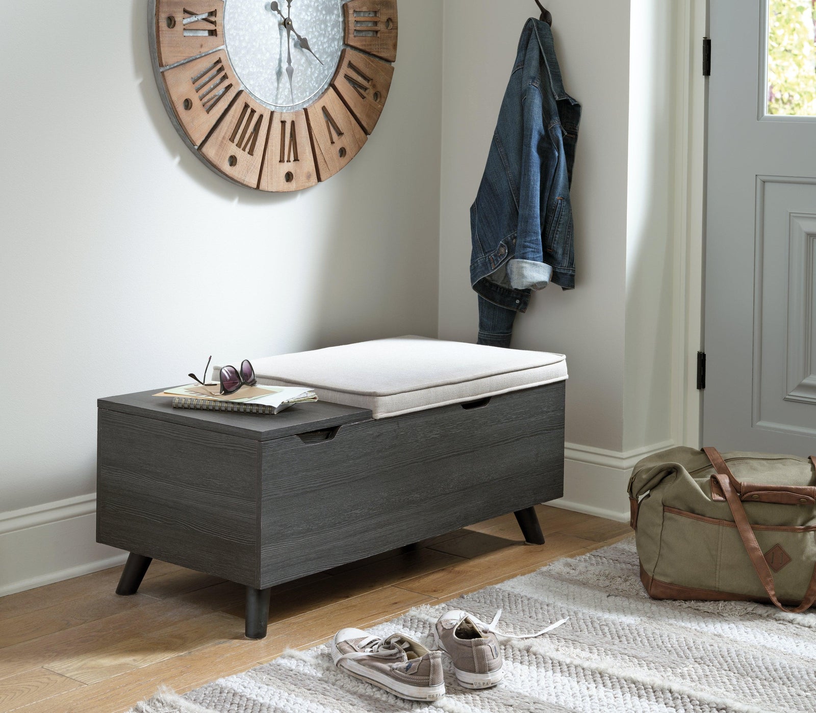 Yarlow Linen/gray Storage Bench A3000320