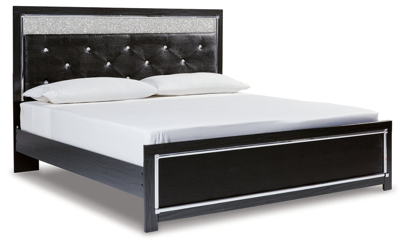 Kaydell Black King Upholstered Panel Platform Bed