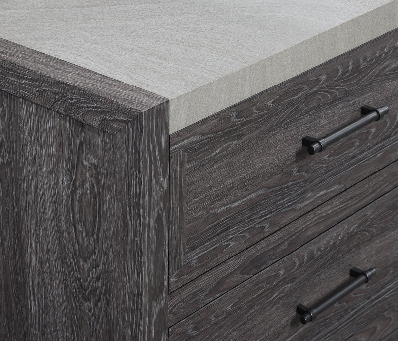 Madsen Gray Modern Contemporary Solid Wood And Veneers 2-Drawers Nightstand