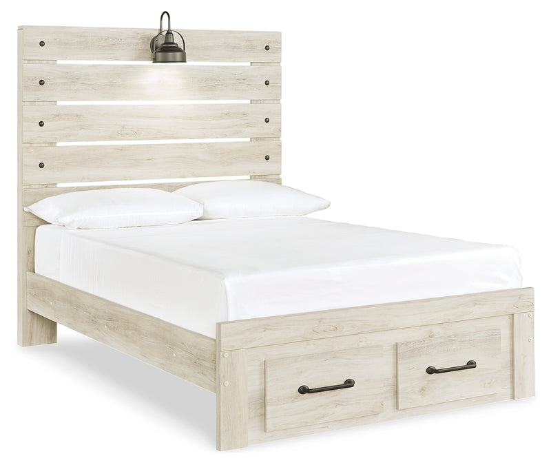 Cambeck Whitewash Full Panel Bed With 2 Storage Drawers B192B16
