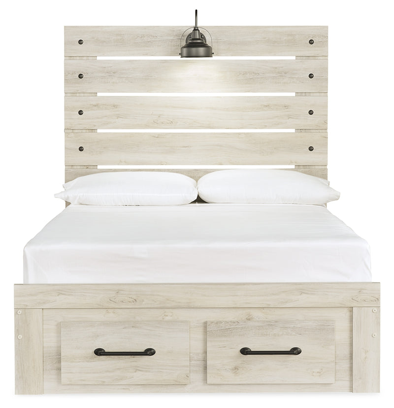 Cambeck Whitewash Full Panel Bed With 2 Storage Drawers B192B16