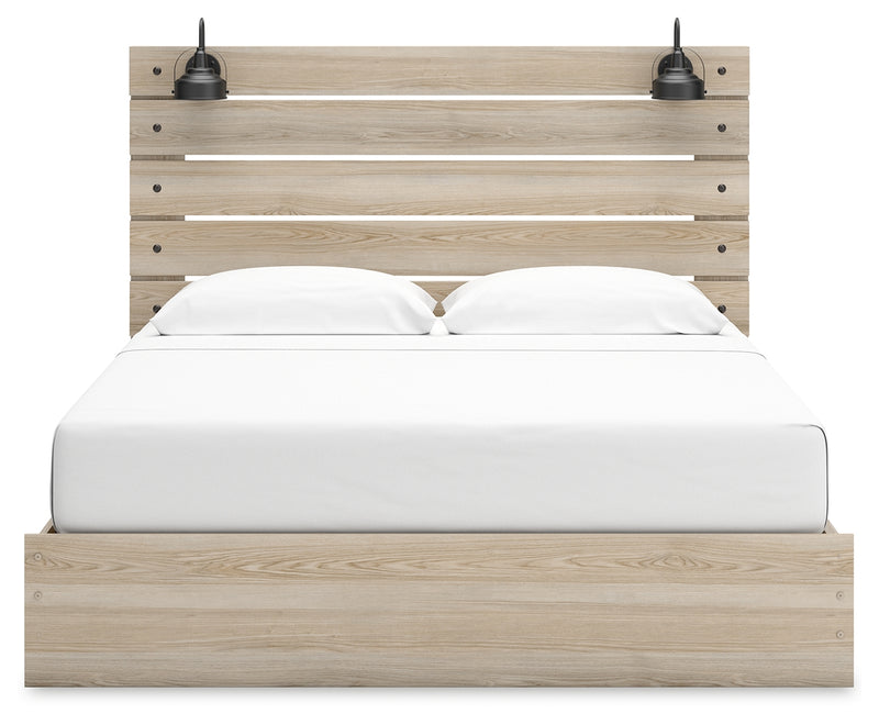 Senbry Tan King Panel Bed With Storage