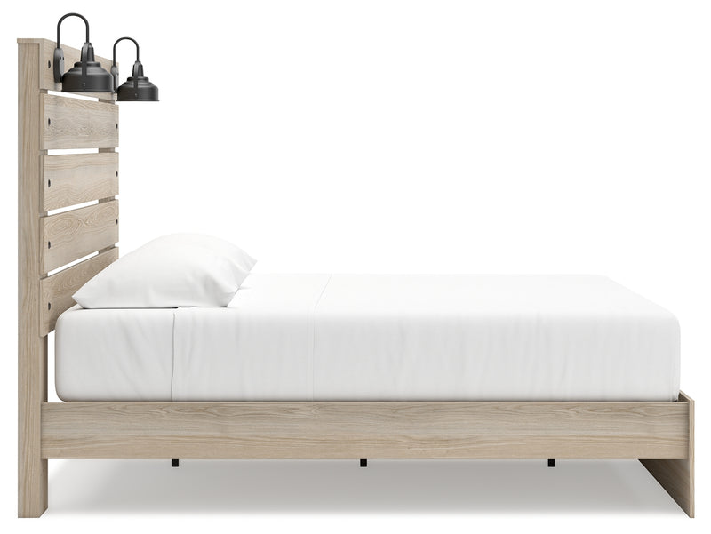 Senbry Tan King Panel Bed With Storage