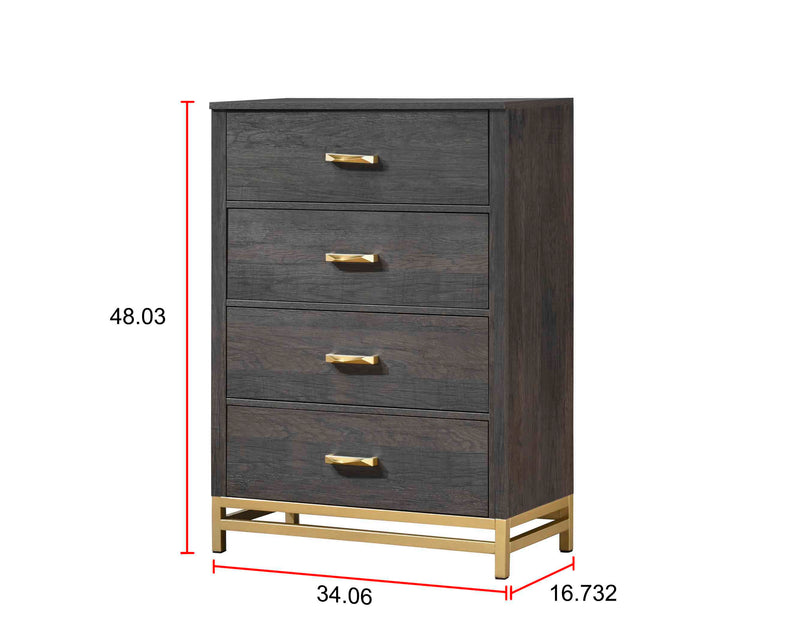Trevor Dark Brown Modern Contemporary Solid Wood And Veneers 5-Drawers Chest