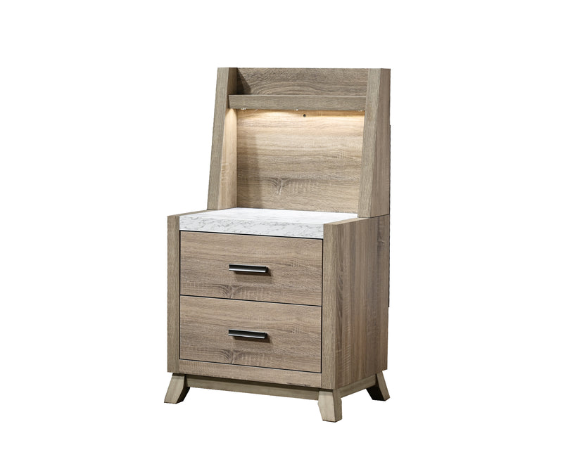 Tilston Brown Modern Contemporary Solid Wood And Veneers 2-Drawers Nightstand