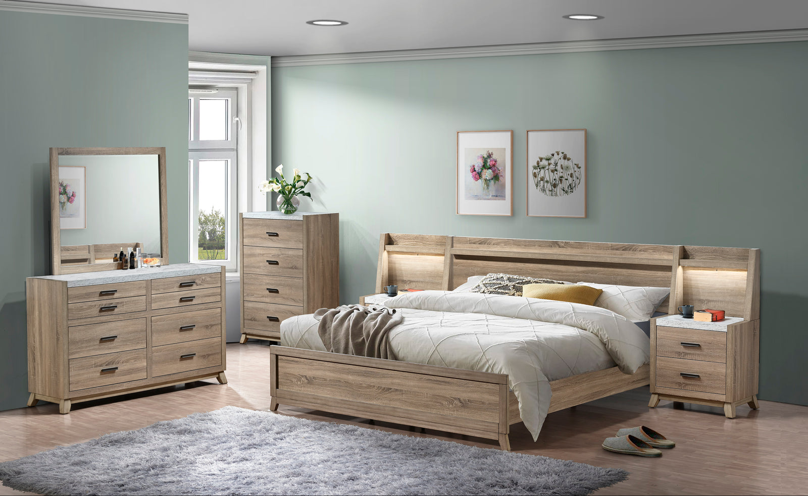 Tilston Brown Modern Contemporary Solid Wood And Veneers Bedroom Set