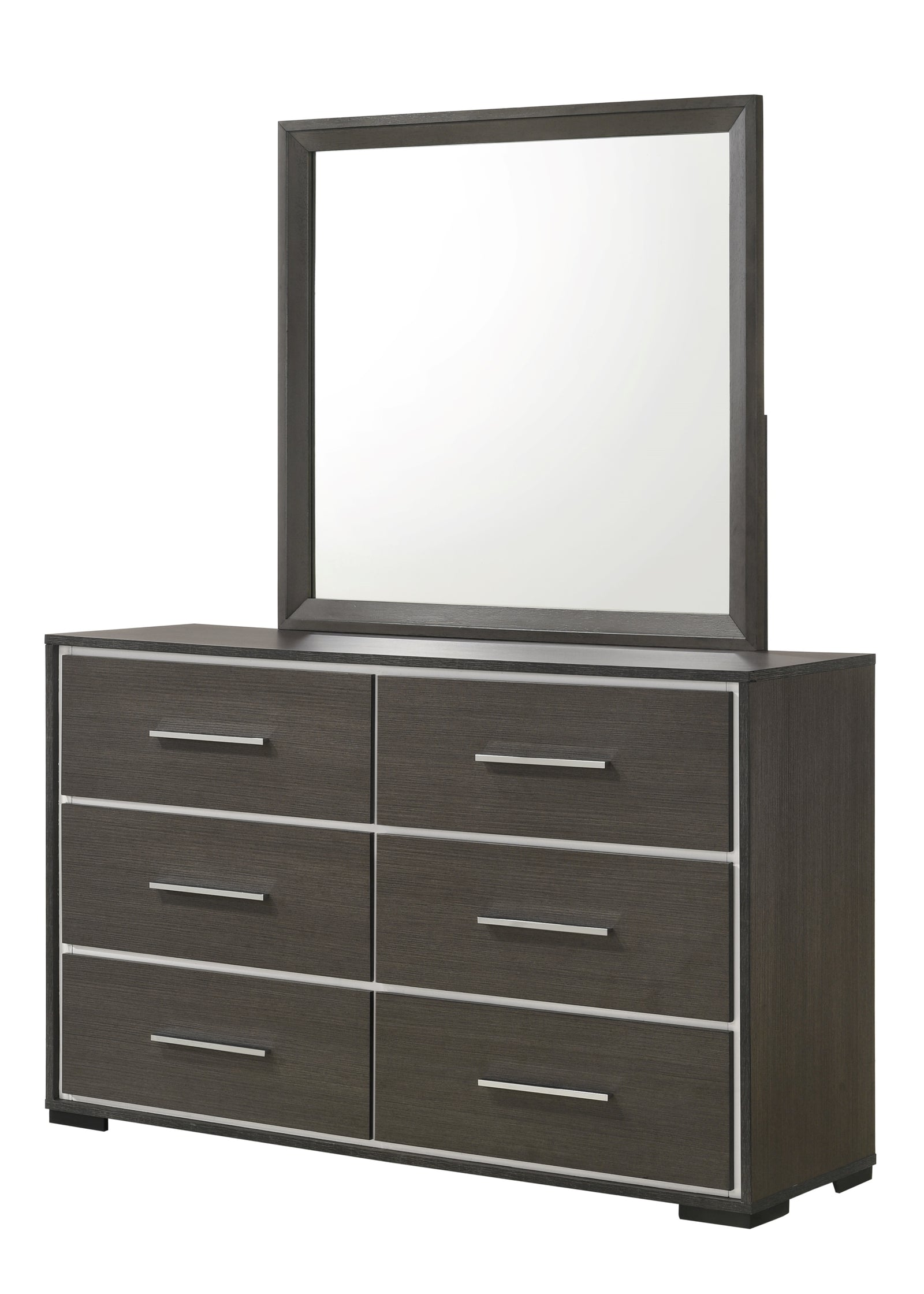 Sharpe Gray/White Modern Solid Wood And Veneers 6-Drawers Dresser