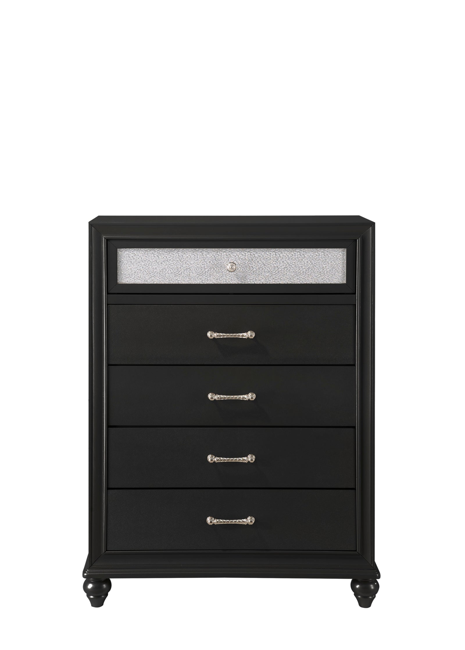 Lila Black Modern Contemporary Solid Wood 5-Drawers Chest