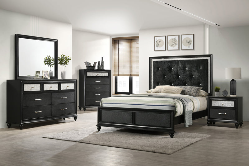 Lila Black Modern Contemporary Solid Wood Velvet Upholstered Tufted Full Bed